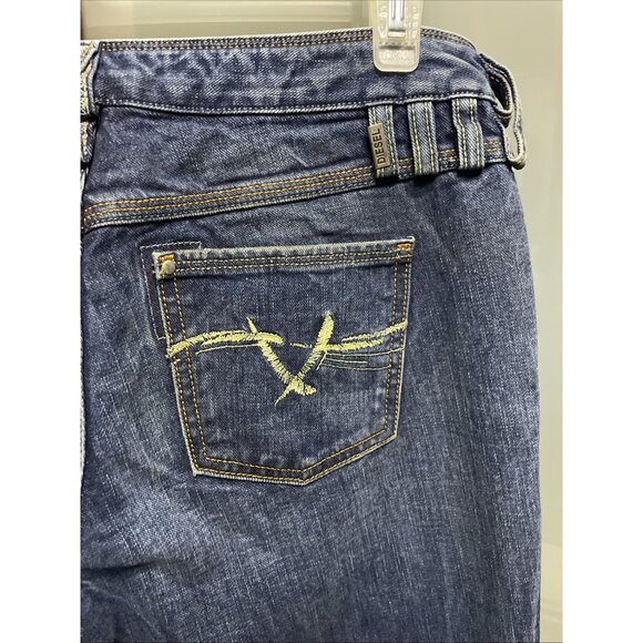 Diesel CHEREN Vintage 90s Y2K Blue Denim Womans Embroidered Bootcut Jeans Sz 28 - Picture 8 of 15